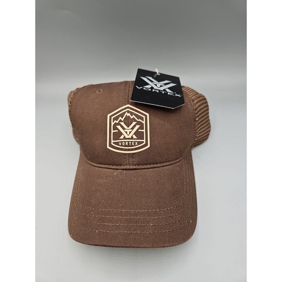 NEW Vortex Men's Snapback Cap Trucker Hat Brown OSFM  Mesh Baseball - Picture 1 of 10